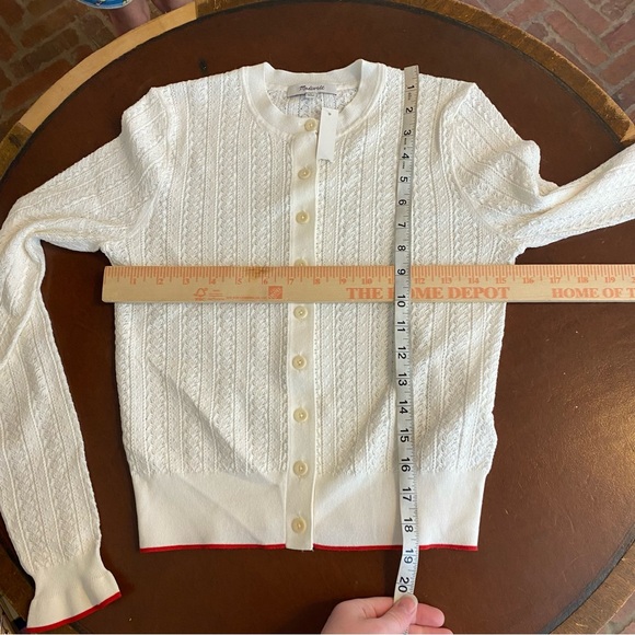 Madewell Cream Signature Open-Knit Cardigan Ruffle Hem NWT Casual Lightweight - Picture 7 of 8